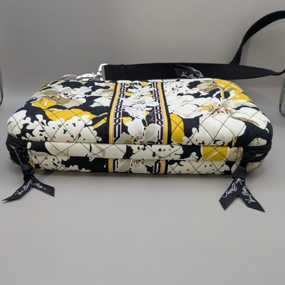 Vera Bradley Baroque Hard Shell Laptop Tablet Case Crossbody Black Yellow 12x8